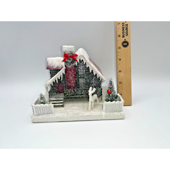 Bethany Lowe Snowy Christmas Village Putz House Reindeer Bottle Brush Tree - Picture 13 of 13